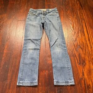 BKE Jeans Womens 26R (26x28) Blue Culture Lowrise Stretch Faded Whiskers